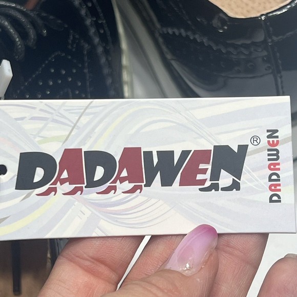 DADAWEN Women's Black Plateform Lace-Up Wingtip Square Toe Oxfords Size: US 8.5 - Picture 12 of 13